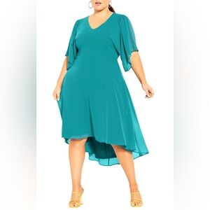 CITY CHIC Adore Ruffle A-Line Dress - Ocean L/20